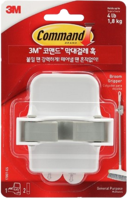 3M 코맨드 막대걸레 훅 막대걸레걸이/우산걸이, 화이트, 16개