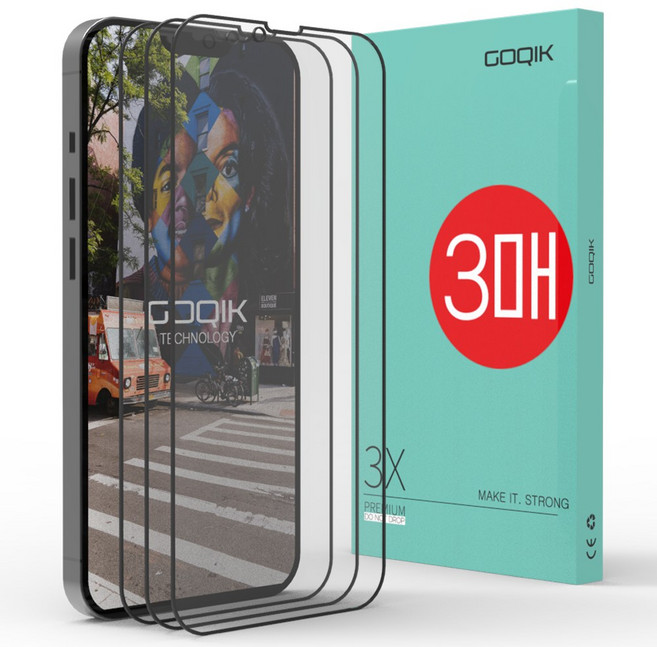 3매 아이폰12 프로맥스 풀커버 액정보호 안깨지는 강화 아크릴유리 필름, [총3매]5DX풀커버강화유리