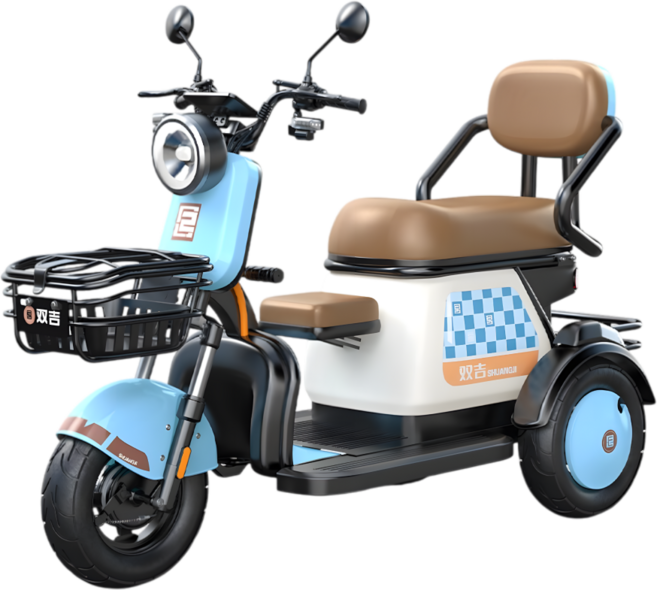 출퇴근 전기 스쿠터 3인승 리튬배터리 배달 오토바이 스쿠터 세발 전동차 3륜 바이크, 블루, 600W 48V 20A(45km)