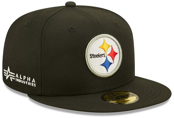 New Era 블랙 프라이데이 남성 X Alpha Industries 피츠버그 스틸러스 알파 59Fifty 피티드 모자