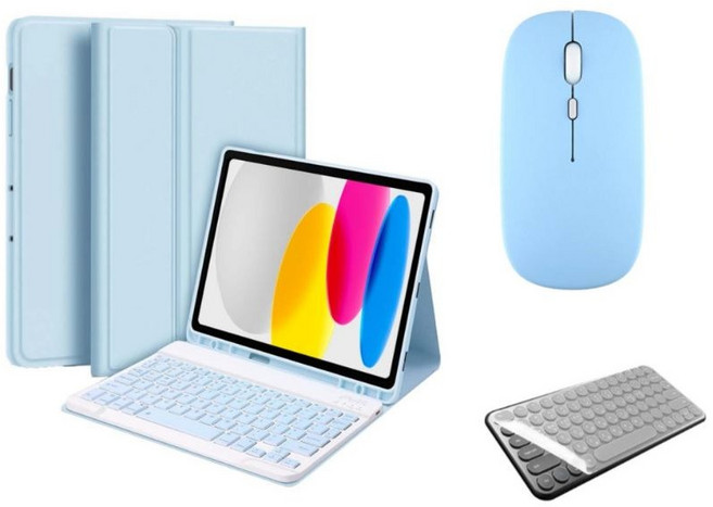 아이패드 호환 에어 프로 미니 1/2/3/4/5/6/7/8/9/10 세대 M2 M4 펜슬 수납 블루투스 키보드 케이스 무선 마우스 세트 iPad Pro Air Mini 케이스나라, 스카이