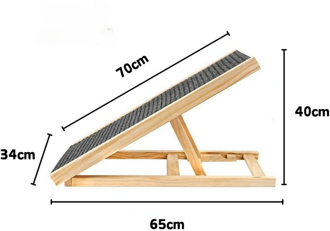 可調節高度防滑寵物斜坡墊 狗爬梯貓樓梯, 全實木超耐重寵物斜坡-小(最高40公分), 1個