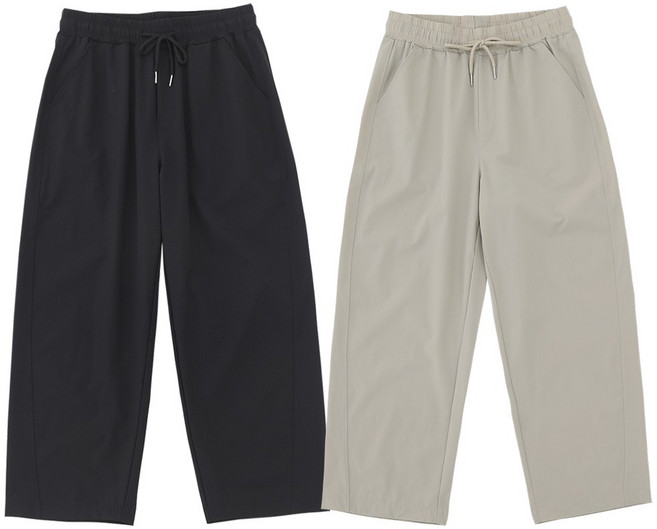 비비진 여성용 편안한 배기핏 와이드 여름 쿨스판 엄마바지 8부 밴딩팬츠 1+1