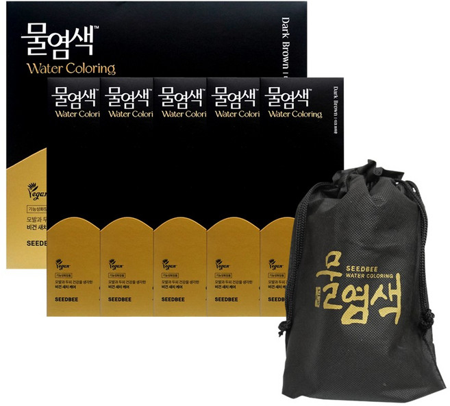 씨드비 시즌2 비건 물염색 새치염모제 5박스(20회분)+염색도구, 미디엄브라운(20회분)+염색도구팩, 1개