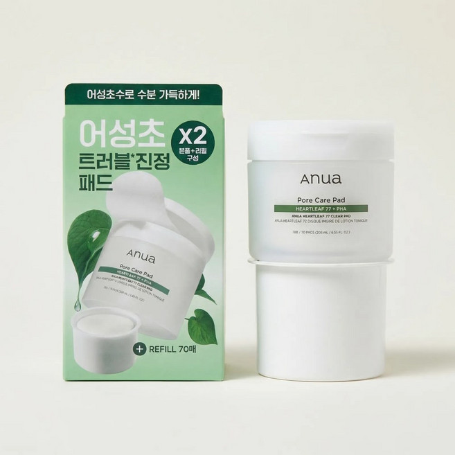 아누아 어성초77 클리어패드 70매+ 리필70매(바디로션 샘플증정), 70매입, 2개