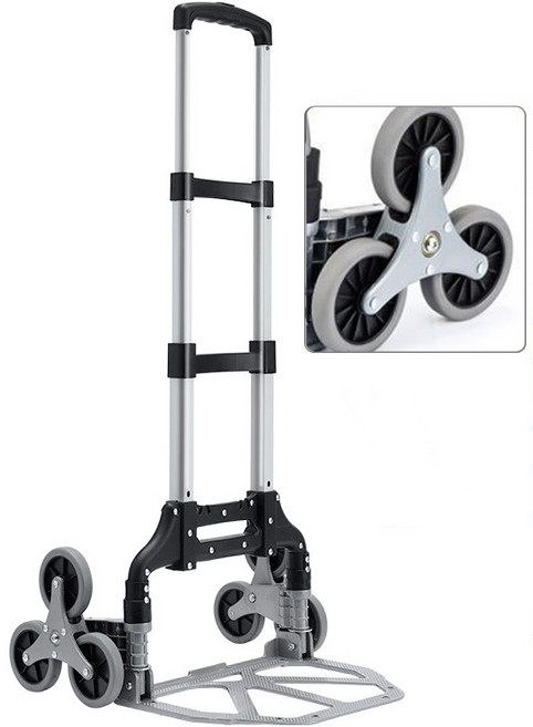 GIANXI 계단오르기 카트 휴대용 짐카트 운반 카트 장보기 카트 접이식 카트, 알루미늄 휠베이스 강화+TPR 사일런트 크롤러, 1개