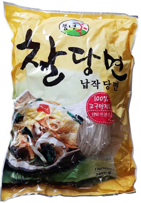 풍년식품 풍년 100% 고구마전분 납작 넙죽 찰당면 1Kg 10개 이강산닷컴