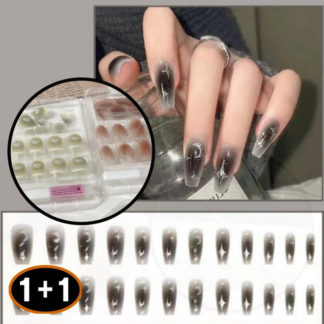 1+1 셀프 네일아트 붙이는 인조손톱 젤네일팁 내일아트 데코, 1개, 소소 1+1 달빛소녀