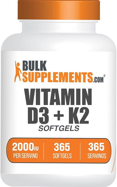 벌크 서플리먼츠 닷컴 BulkSupplements. com 비타민 D3 + K2 소프트젤 - D3 K2 보충제 글루텐 프리 1회 제공량당 1개(2000IU) 365개(1, 벌크 서플리먼츠 닷컴 BulkSupplements. c, 1개