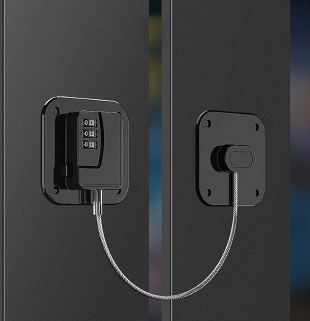 주니톡 부착 냉장고 자물쇠 사물함 잠금장치, 블랙, 1개