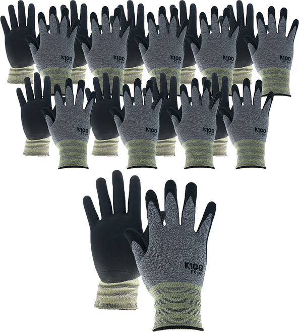 청우스코스 NBR폼 코팅장갑 K100 EX-GRIP (10개 1묶음), 멜란지그레이-미디엄(M), 1세트