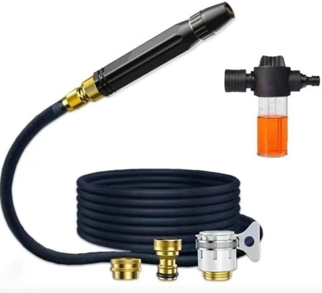 물총 고압분사기 호스결합 자동차 세정 세트 10M 20M 30M, 블랙, 22.5m