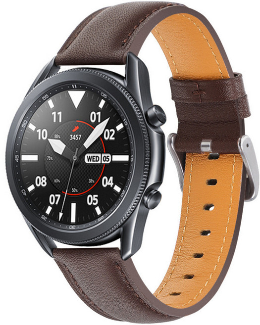 영스피플 갤럭시워치 7 6 5 4 호환 클래식 가죽 스트랩 프로 레더 시계줄, 딥브라운, 20mm