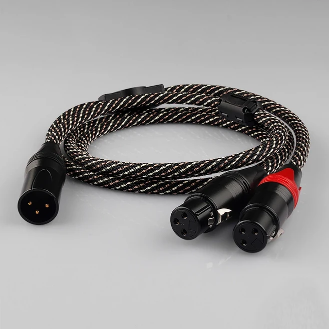 YYAudi 호환O XLR 분배기 케이블 1 암-2 수 패치 Y 밸런스드 마이크 코드 오디오 어댑터, 02 XLR(M) To 2XLR(F), 02 2m