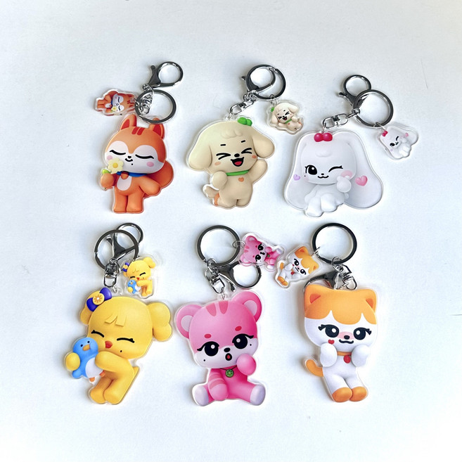 미니브 2중 아크릴키링 키홀더 6종, 1개, 강안지(안유진)