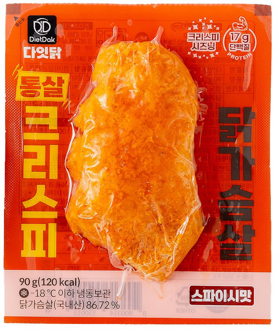 [다잇닭] 통살 크리스피 닭가슴살+닭다리살 혼합 12팩 (고단백 간편식/맛있는 다이어트 식단), 통살 닭가슴살 스파이시맛, 90g, 12개