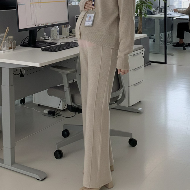 [당일출고] 수엠W 임산부 일반/기모 와이드팬츠 복대형 밴딩 임부 슬랙스 B068 소프트팬츠