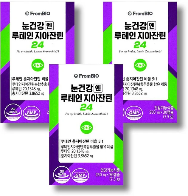 프롬바이오 눈건강엔 루테인 지아잔틴24 7.5g, 30정, 3개 - 쿠팡