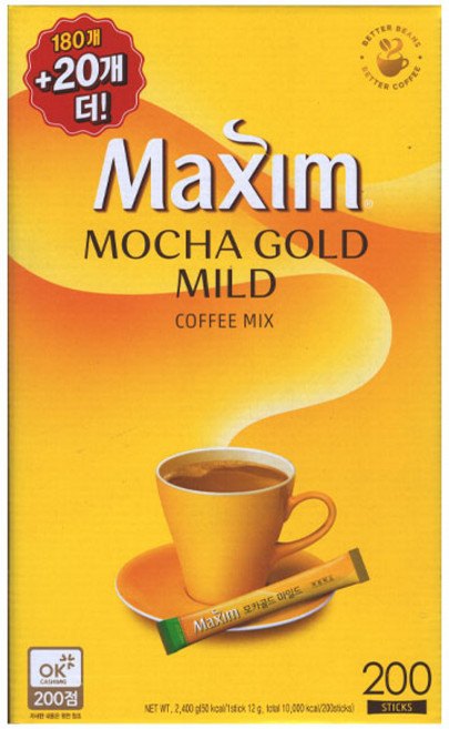 맥심 모카골드 마일드 커피믹스, 12g, 200개입, 1박스