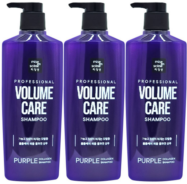 미쟝센 볼륨케어 퍼플 콜라겐 샴푸, 680ml, 3개