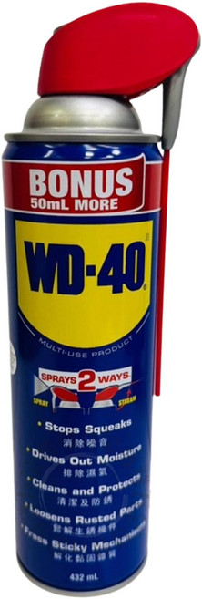 WD-40 除鏽油 432ml 增量版 (附噴頭) - 除鏽、潤滑、保養、防鏽多功能, 1個