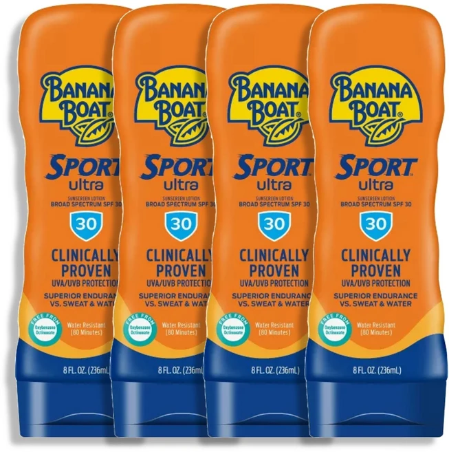 Banana Boat 바나나보트 스포츠 퍼포먼스 30SPF 선스크린 로션 236ml, 4개 - 쿠팡