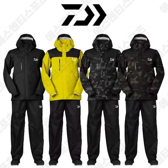 다이와 DR-3823 레인맥스 레인슈트 / 상하의 낚시복 세트 우의 우비 여름 비옷, 블랙