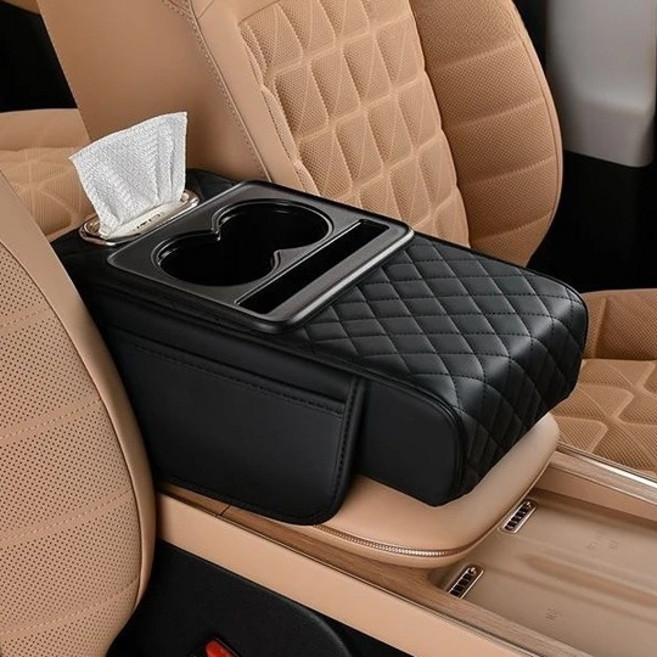 장거리운전필수 팔거치대 운전석팔거치대 팔걸이 컵홀더 콘솔박스 콘솔쿠션 차량용 피로완화, 1개, 블랙