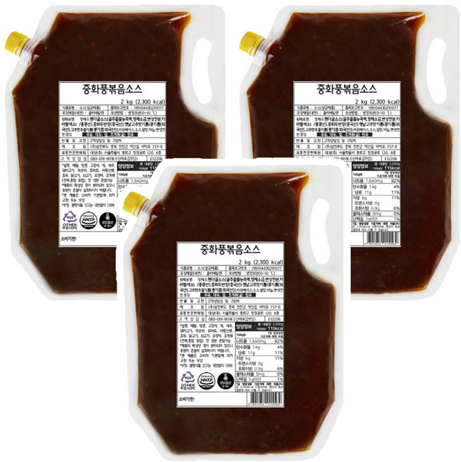 대상 쉐프원 중화풍 볶음소스, 2kg, 3개