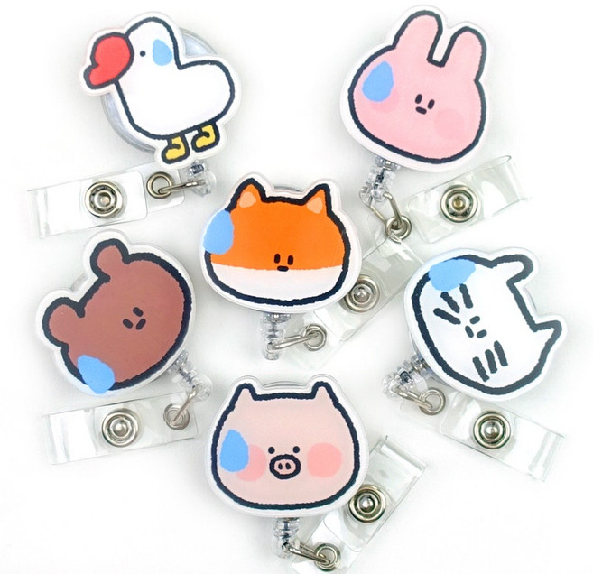 패밀리 간호사 테이프걸이 캐릭터 사원증 릴홀더 6종세트, 애니멀세트, 1세트