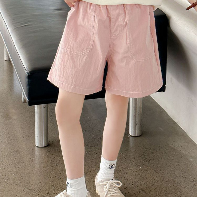 해피유통어린이 여아 봄여름 루즈핏 캐주얼 반바지 밴드 허리 포켓형14세 이상 XG03