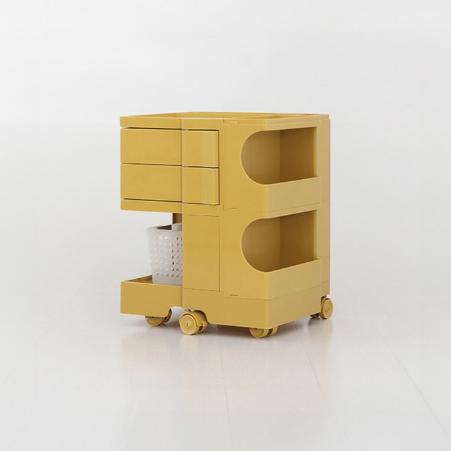 마켓비 빙그리 회전서랍 이동식선반 트롤리 2단, 옐로우2640.6487