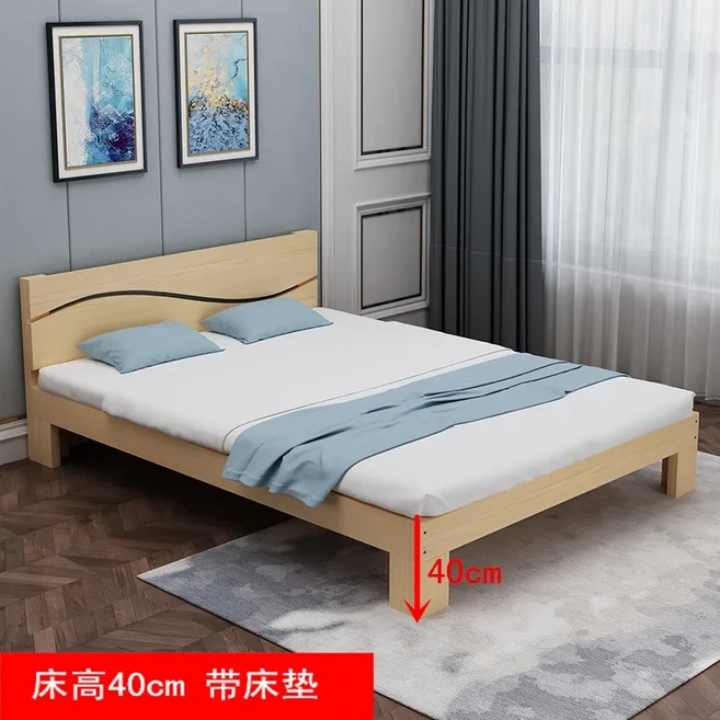 쿠쿠스토어 심플한 원목 침대 모던한 다다미 소나무, 05 1800Mm   2000mm-whol, 05 Bed height 40cm with