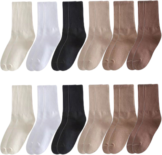 12켤레 무압박 여성 골지 무지 니트 양말 세트