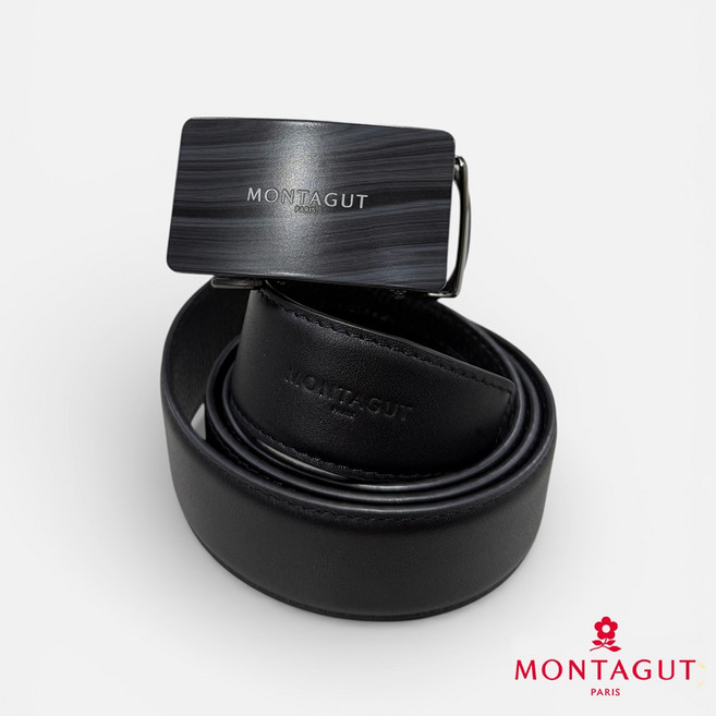 MONTAGUT 夢特嬌 時尚經典紳士頭層牛皮自動扣皮帶