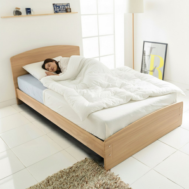 미코퍼니처 에디스 헤드형 침대+단면 본넬 매트리스+발통 S/SS/D/Q, 오크