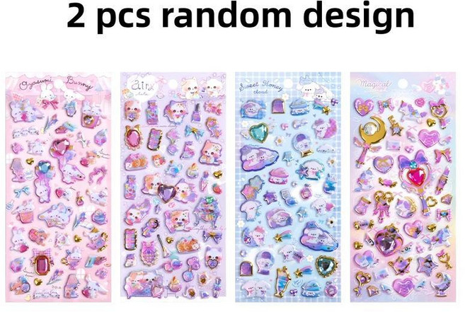 개개 스위트 매직 펫 젬 푹신한 장식 스티커 스크랩북 다이어리 학교 선물, 1개, 1. 2 pcs random design