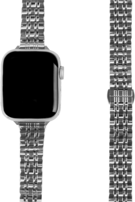 모할랩 애플워치 호환 슬림 투라인 메탈 스트랩 + 보호필름 1p, 41mm, 01 실버