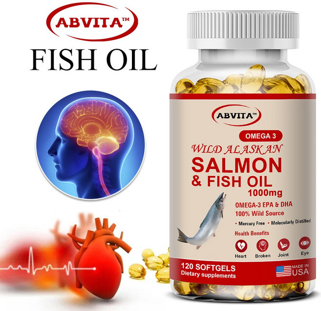 오메가3 피쉬오일 120소프트젤 2개월분 와일드 알래스카 연어 오일 고함량 EPA 180mg DHA 120mg 혈행 눈 관절 건강, 3개, 60정