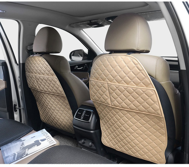 1+1 무로고 가죽 킥매트 발자국 시트보호 커버 BMW 벤츠 아우디 그랜저 GV80 G80, 1개, 새들브라운-포켓형(1+1)