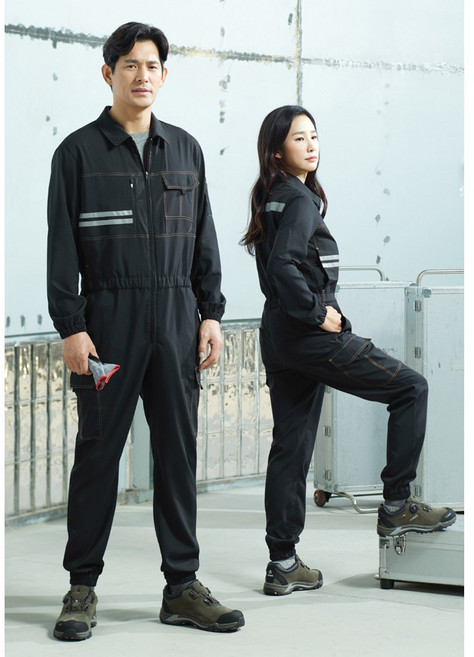 지벤 하계 일체형작업복 [ ZB-S2246 ] 스즈끼복 정비복 다양한포켓 반사띠적용, 1개, 블랙