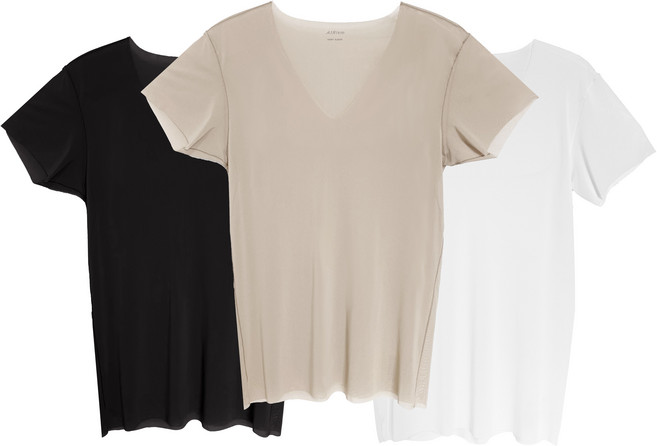 유니클로 에어리즘 AIRism 심리스 V넥 티셔츠(반팔)