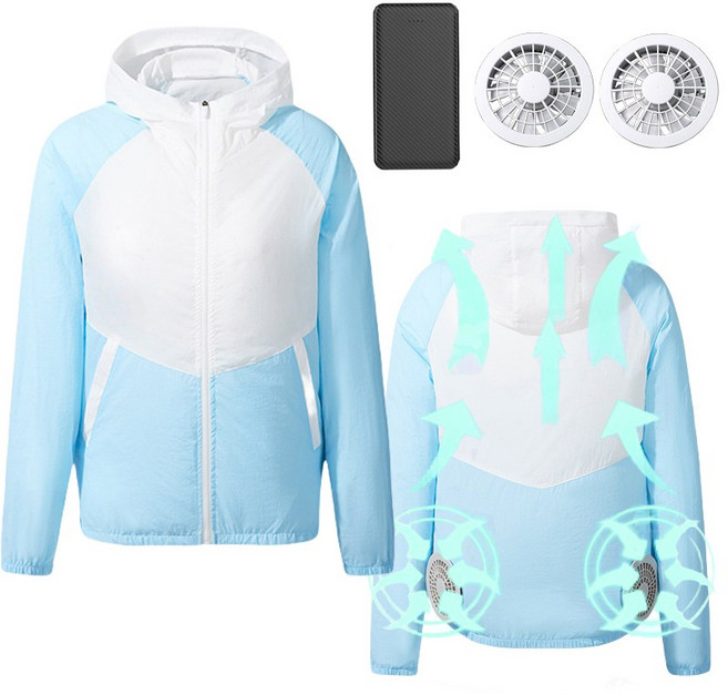 선풍기옷 자외선차단 냉방 에어컨 옷 +보조배터리10000mAh 여름 쿨링 선풍기조끼 USB 선풍기 옷 여름 현장 아이스 에어컨옷 작업복 냉풍조끼 여름 러닝 등산 아이스 옷