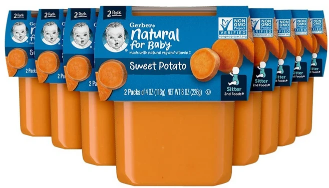 Gerber 2단계 어린이 식품 113g 2개입, 고구마, 226g, 16개 - 쿠팡