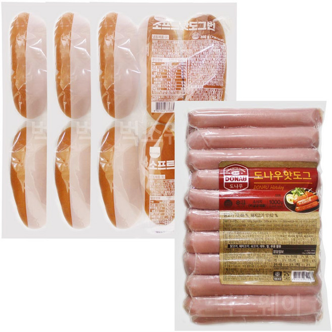 삼립 핫도그빵 3봉+도나우 숯불갈비맛 소세지 1kg (18인분 세트), 1세트