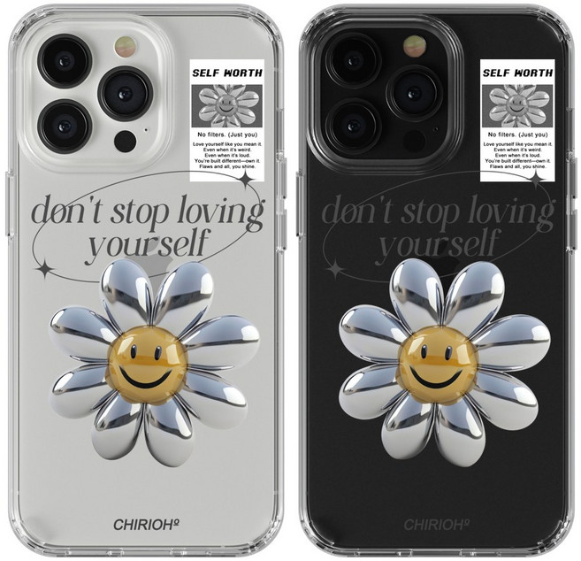 CHIRIOH 귀여운 데이지 풍선 패치 스타일 투명 젤리 케이스