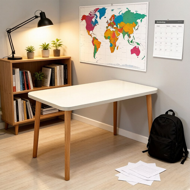 하루꿈 식탁 미니멀 디자인 다용도 책상 테이블 주방 원룸 심풀 화이트 다이닝 식탁, 60cm