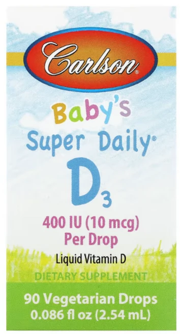 칼슨 아기용 슈퍼 데일리 D3 10mcg(400IU) 0.086fl oz, 254ml, 1개, 2.54ml - 쿠팡