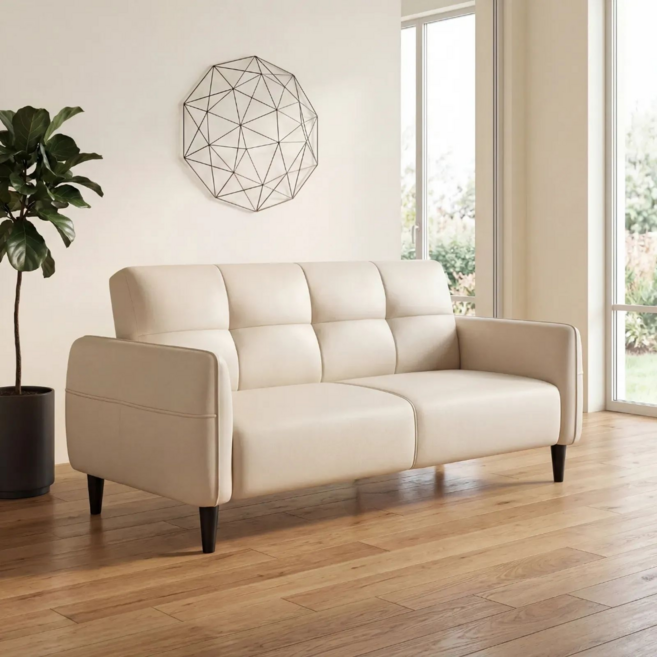 베아트룸 각도조절 2-3인용 가죽소파 140cm BRL15, 아이보리