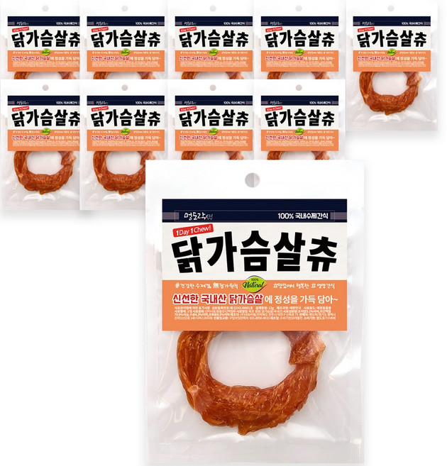국내수제간식 멍도락 건강한육포츄 강아지껌 터키츄 오리츄, 12g, 10개, 닭가슴살츄